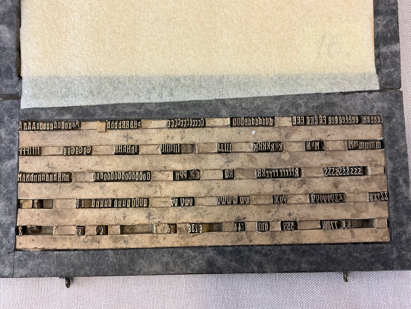 4.2 mm / 0.165” Rare Hot stamping brass letterpress letters high view