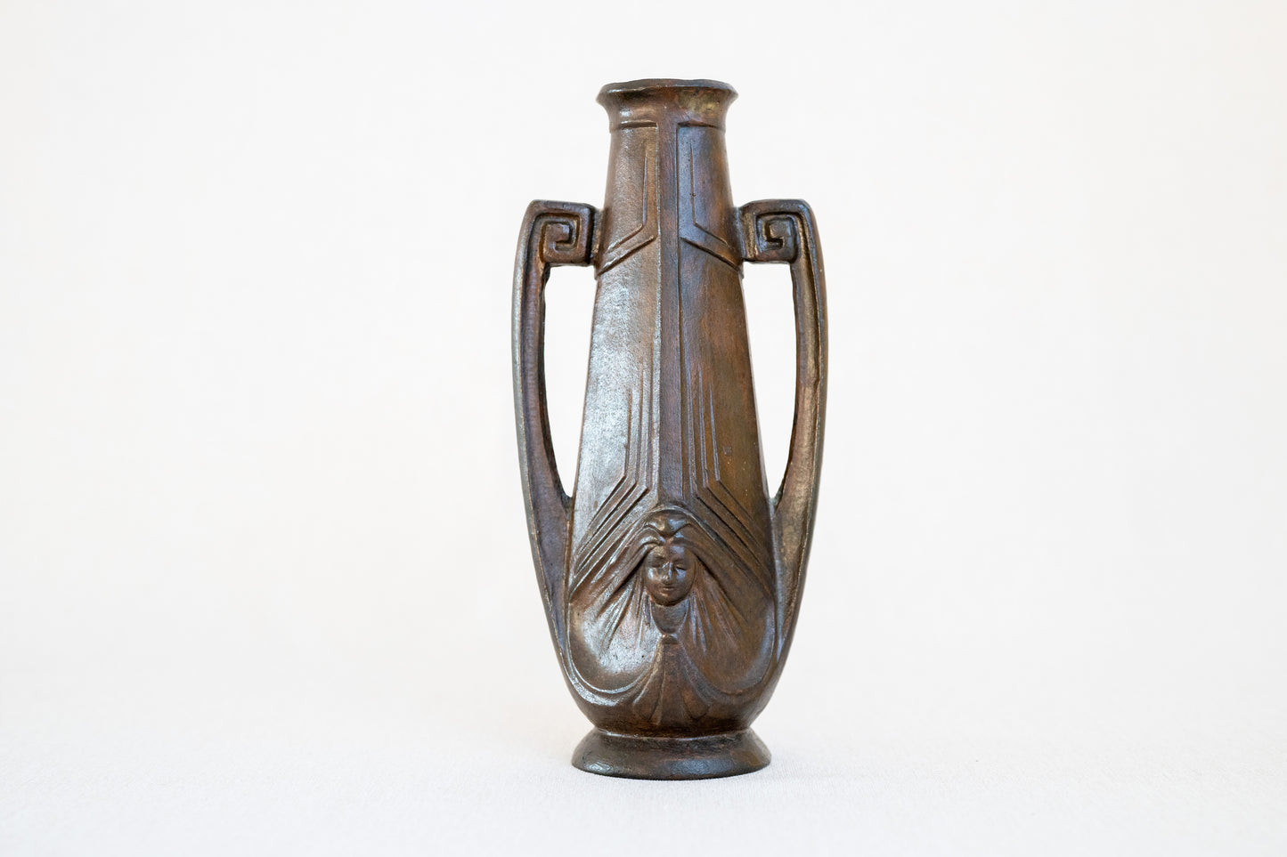 Art Nouveau Cast Iron Vase With Two Faces