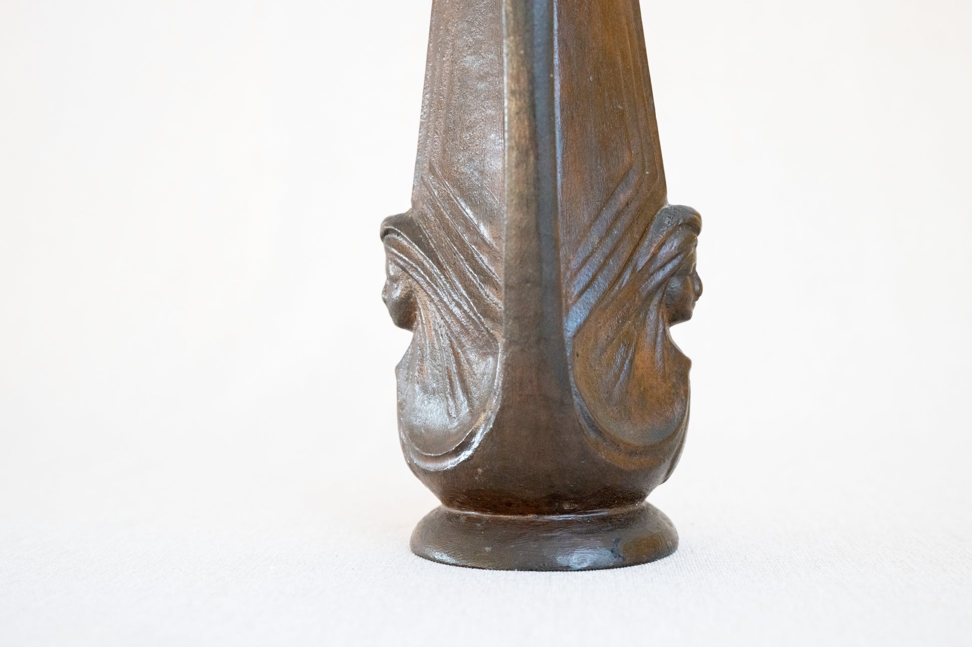 Art Nouveau Cast Iron Vase With Two Faces Omg