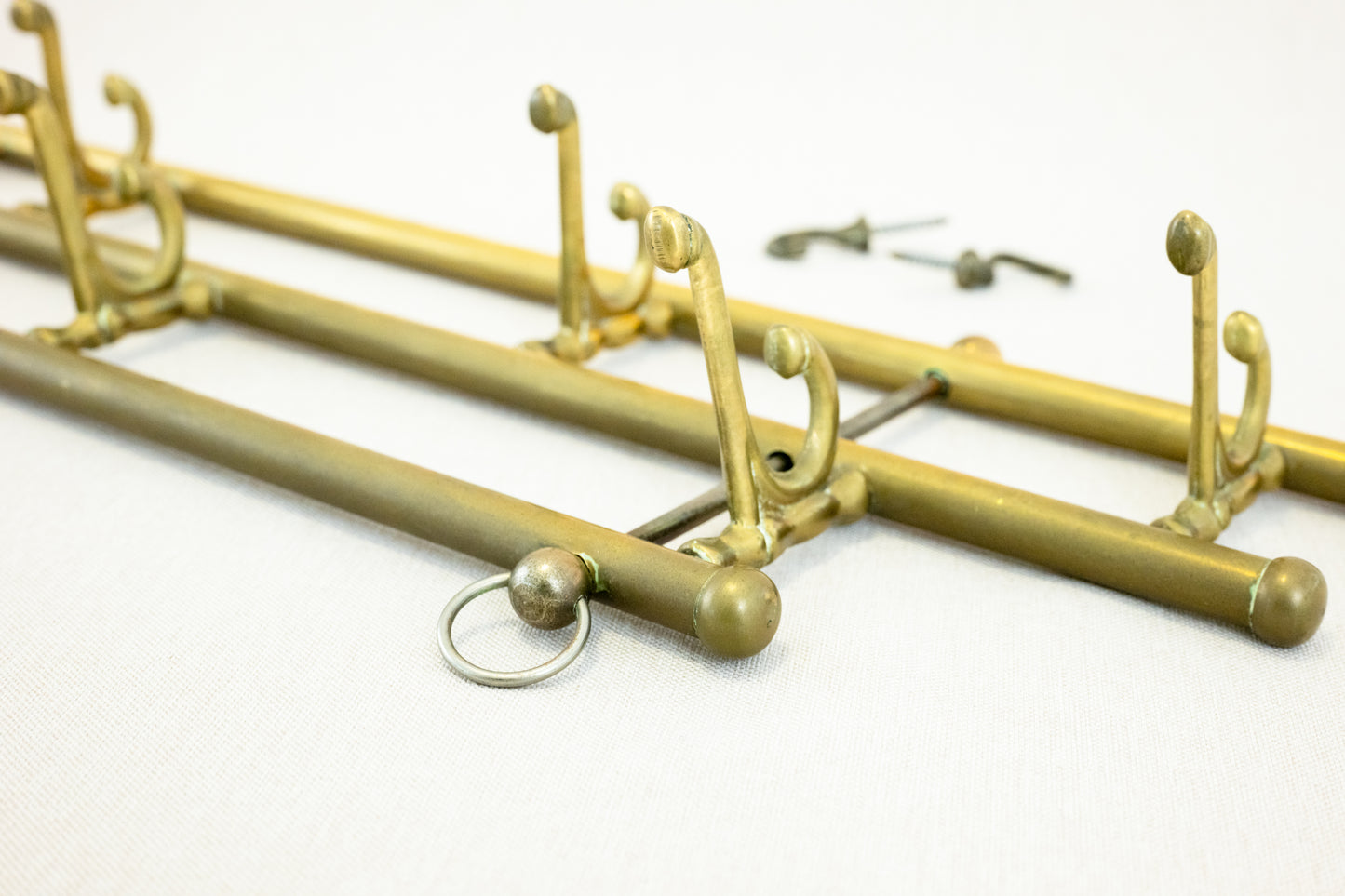 Brass Coat Rack with Seven Swiveling Hooks, Austria, 1960s side