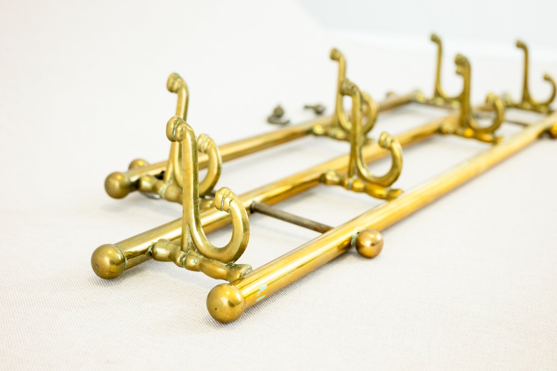 Coat Brass Rack with Seven Swiveling Hooks, Austria, 1960s side details