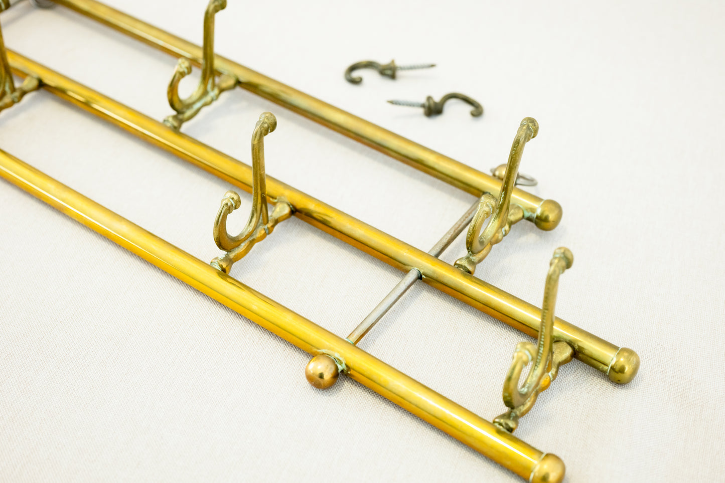 Coat Rack with Seven Swiveling Hooks, Austria, brass