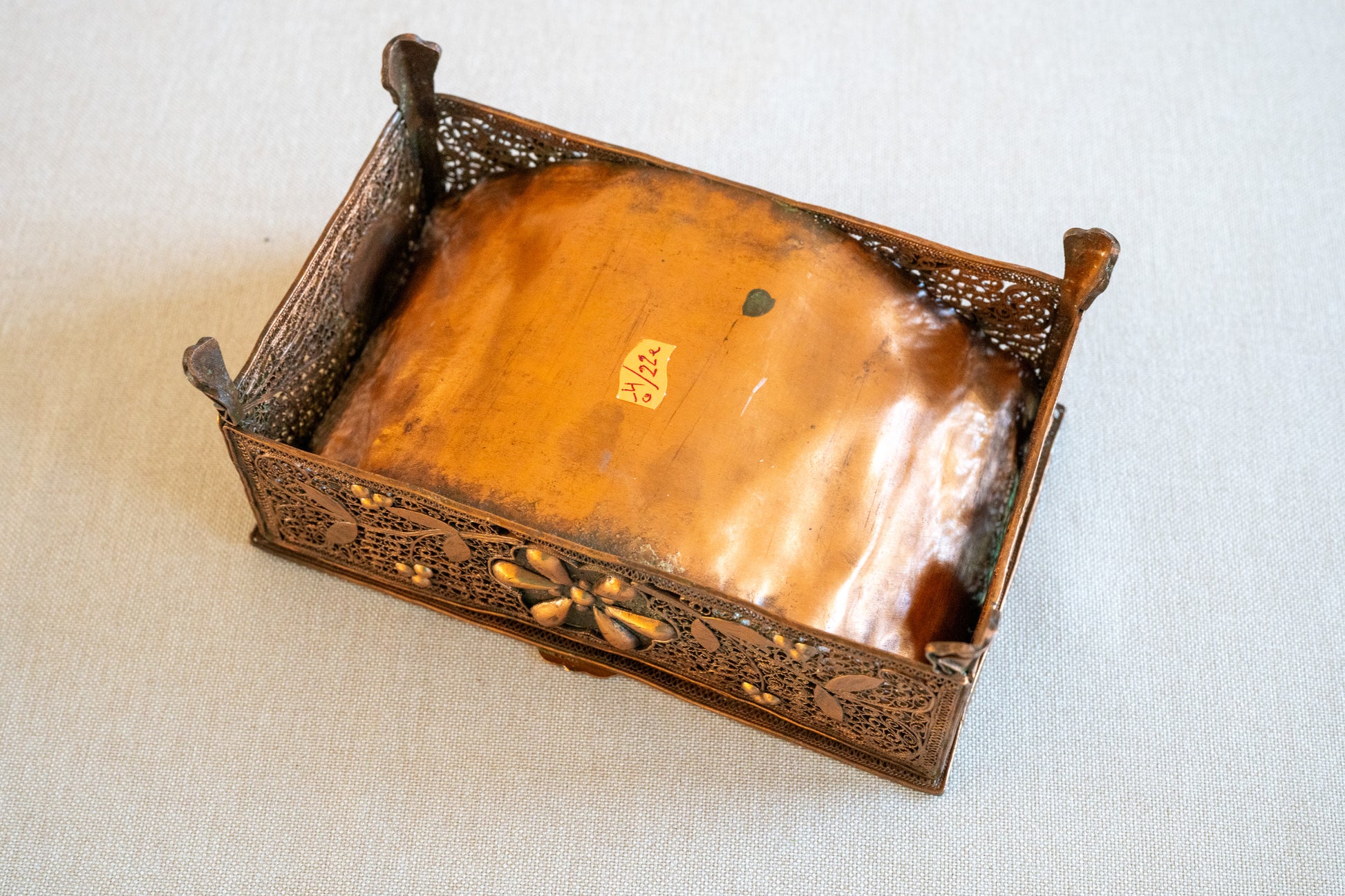 Copper Jewelry Box Case Bottom view