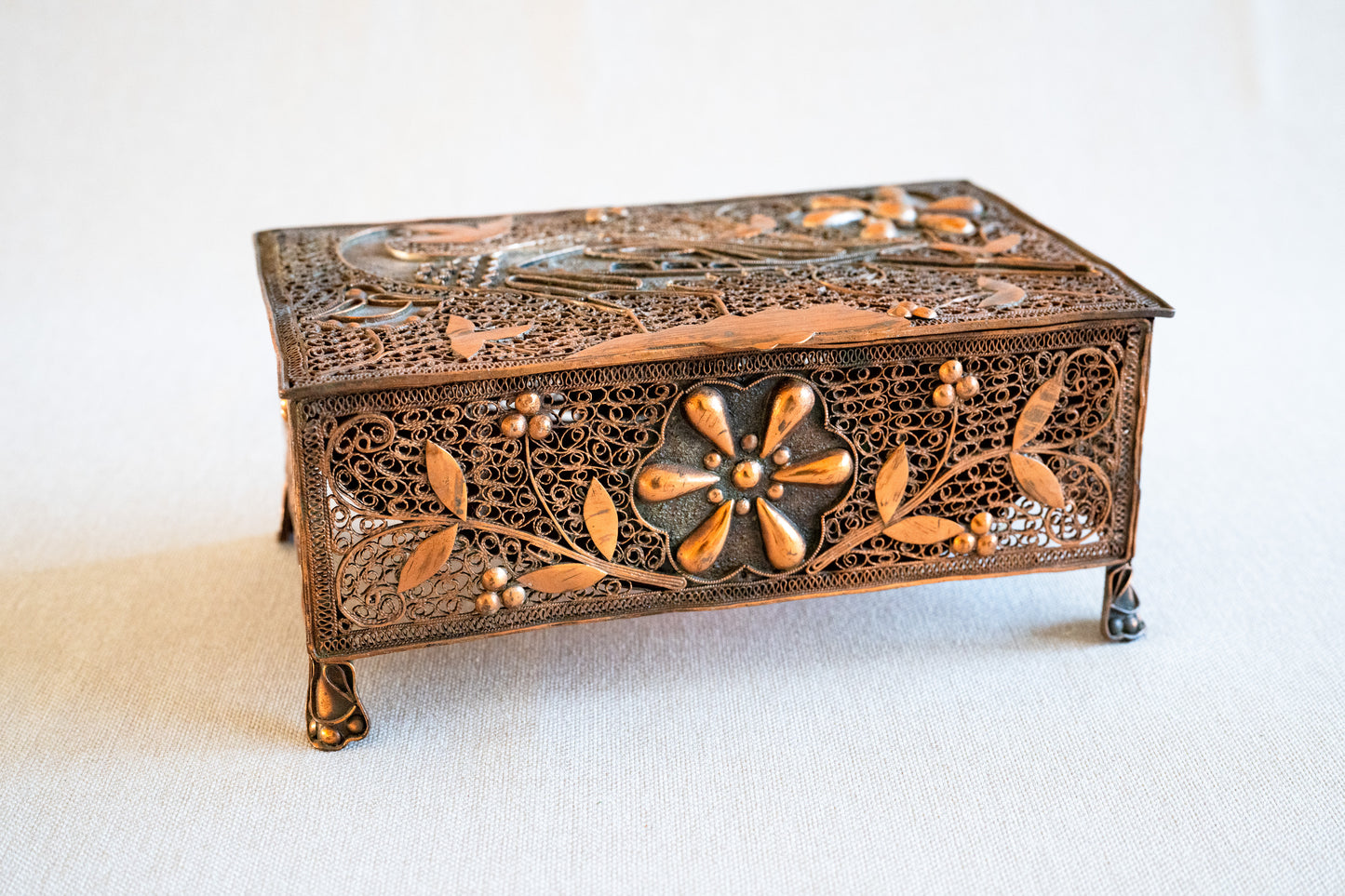 Copper Jewelry Box Case Front view
