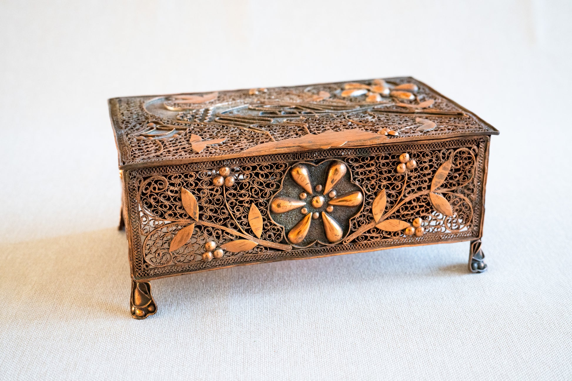 Copper Jewelry Box Case Front view