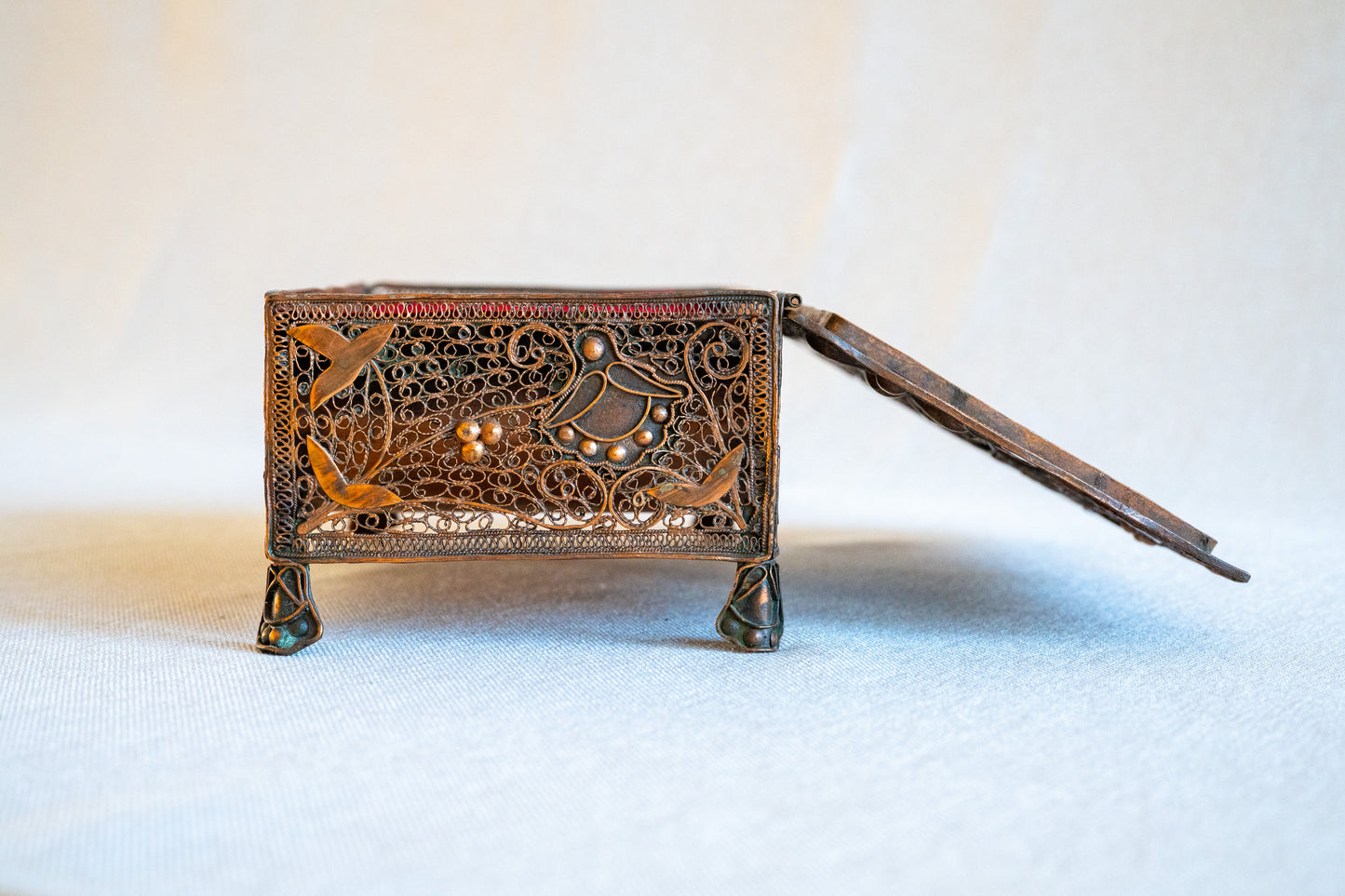 Copper Jewelry Box open case