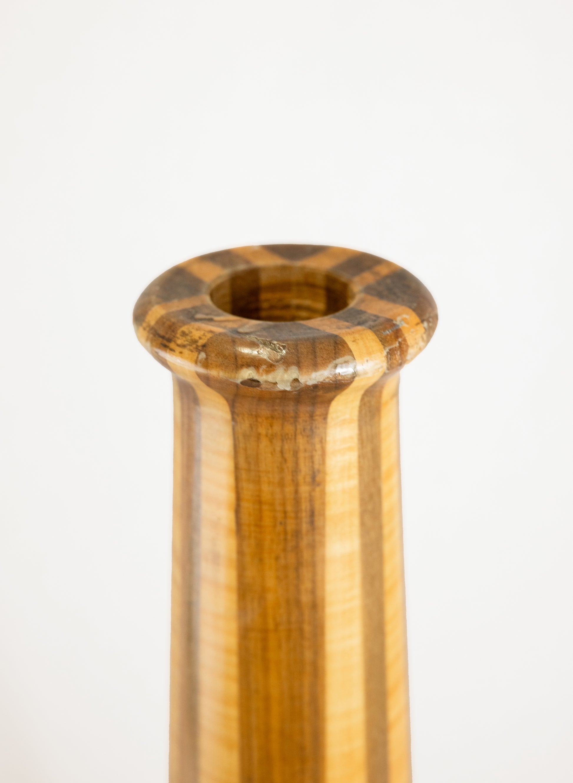 Damages on Tall vintage wood vase stand mid century