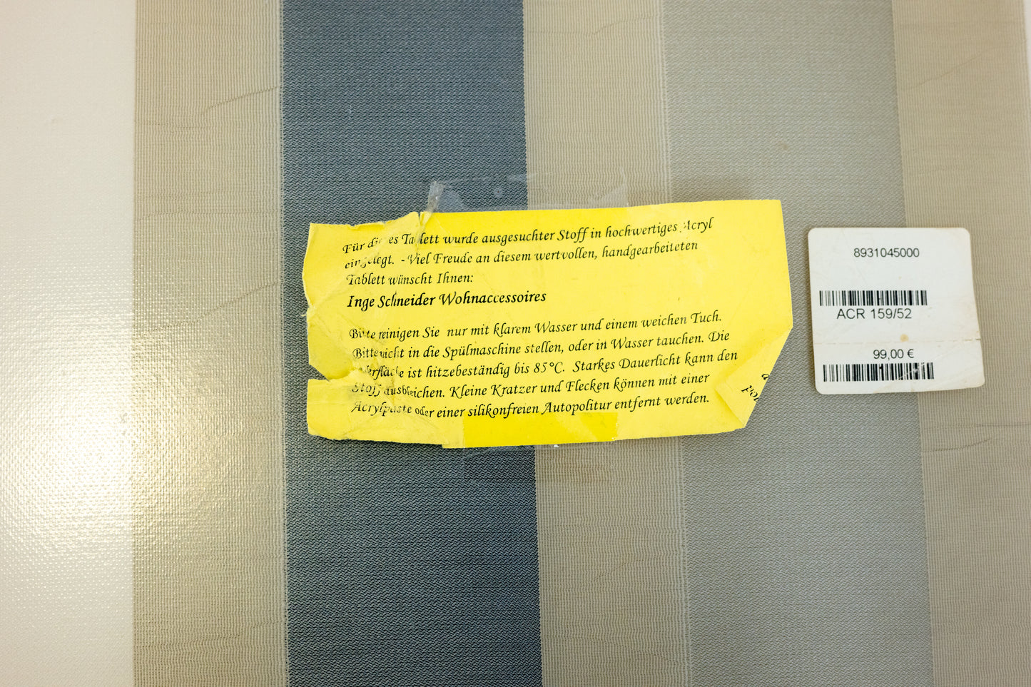 Folding Side Table in Acrylic Glass by Inge Schneider Price Tag