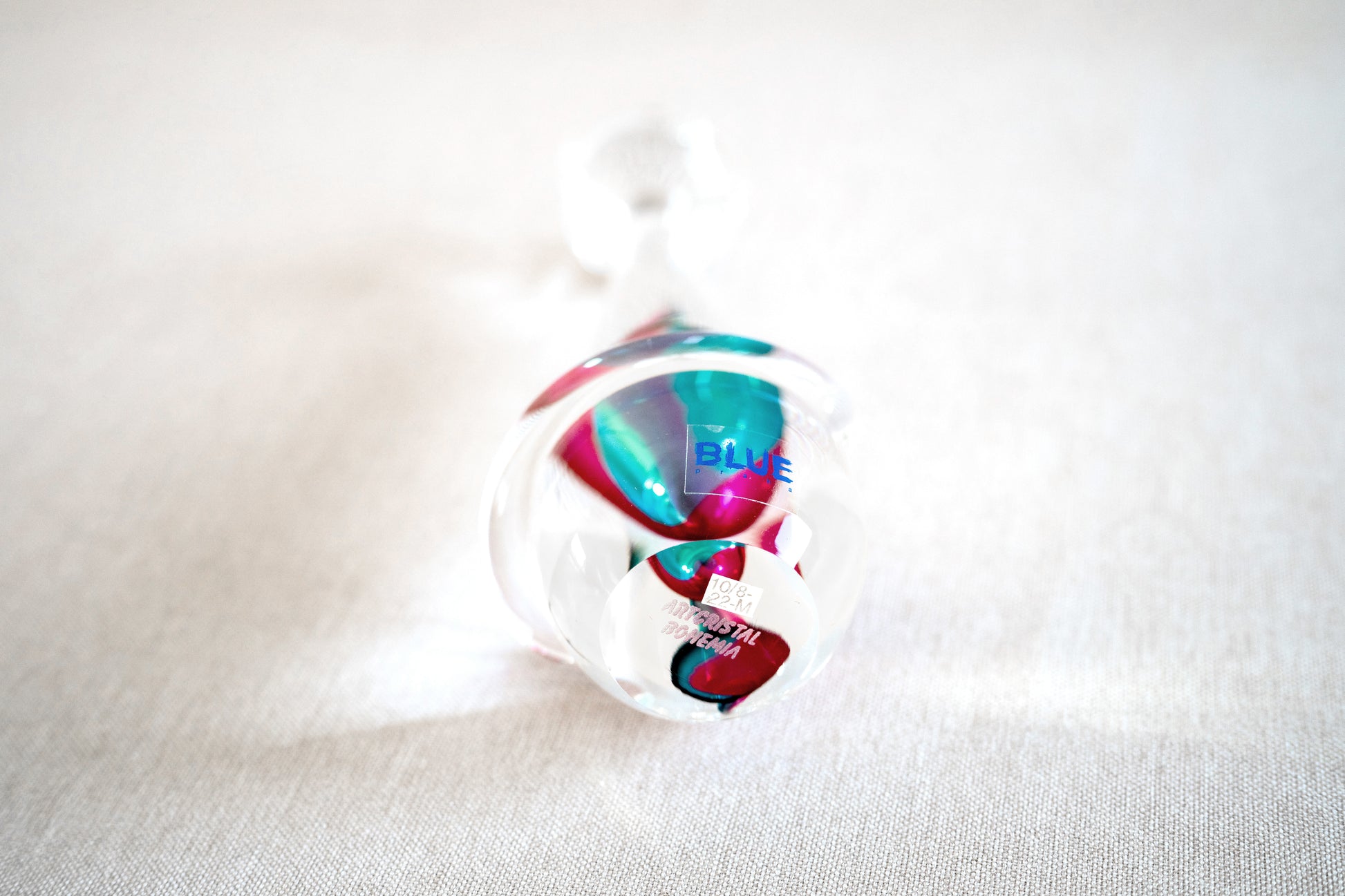 Glass Cat Figurine Handmade Art Glass sculpture by Bohemia Glass for Blue Prague Bottom