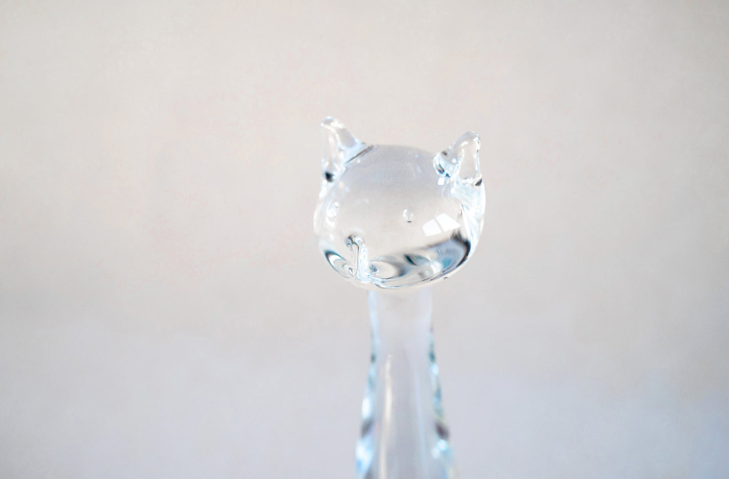 Glass Cat Figurine Handmade Art Glass sculpture by Bohemia Glass for Blue Prague Head