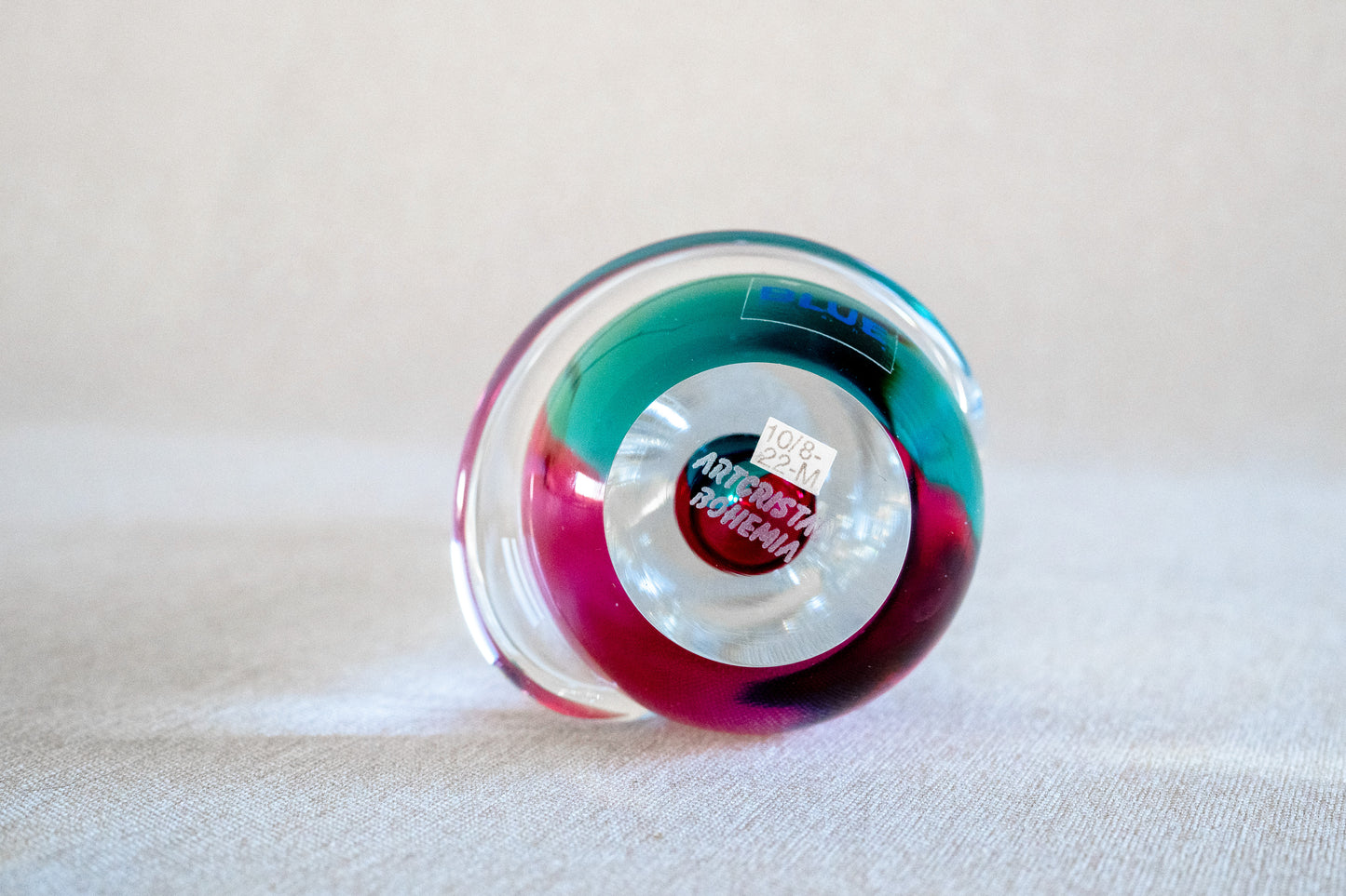 Glass Cat Figurine Handmade Art Glass sculpture by Bohemia Glass for Blue Prague Psycho view