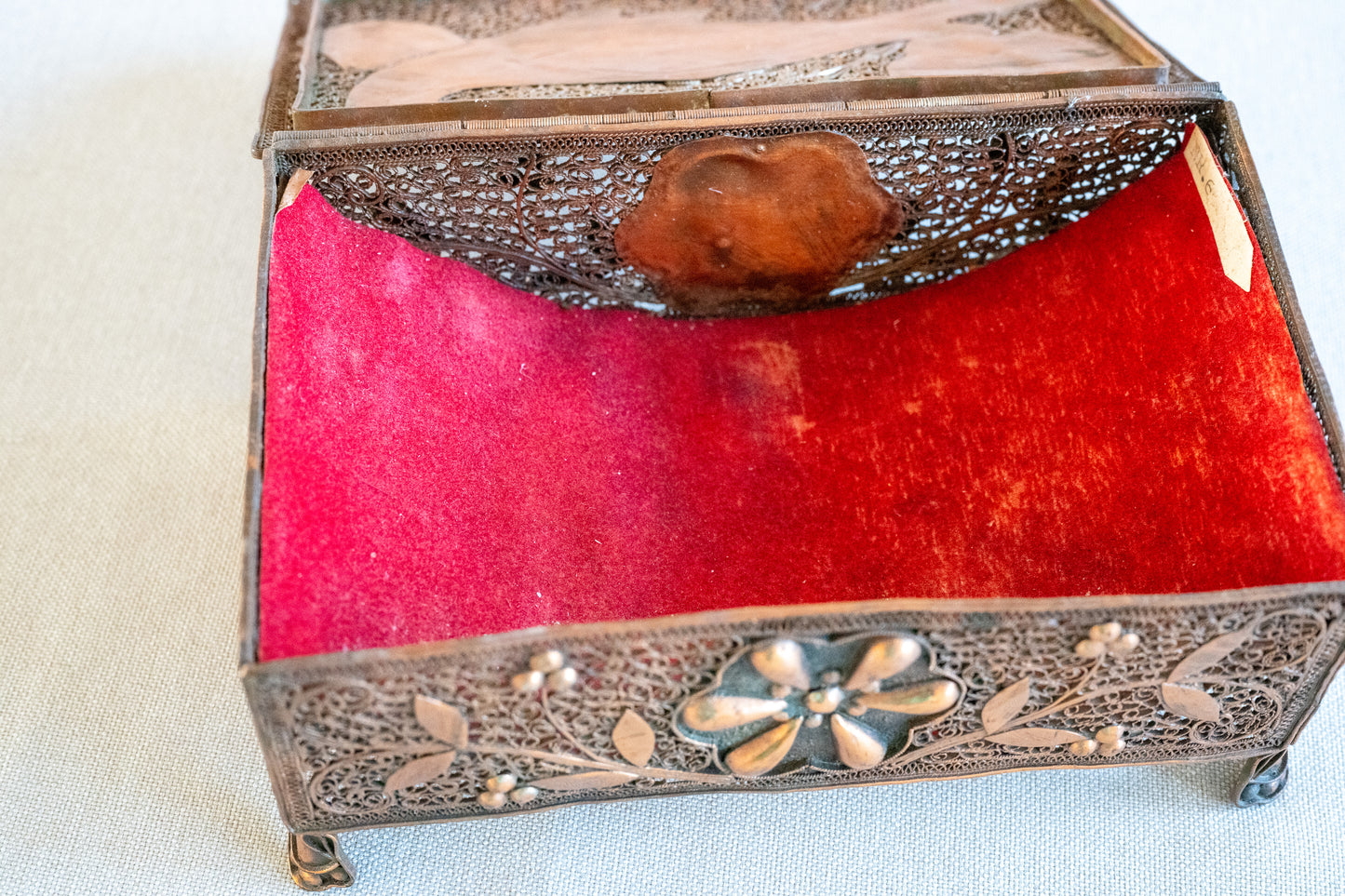 Inside of Copper Jewelry Box Case