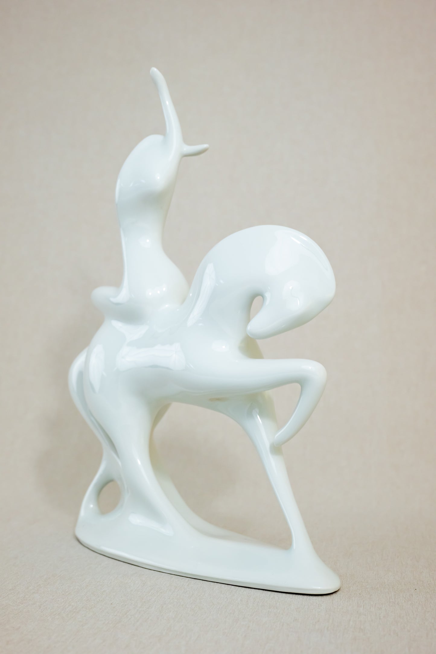 Jaroslav Jezek "Lady Godiva” Riding the White Horse, Porcelain Figurine “Morning” Royal Dux, Czech, Mid Century Modern Full View