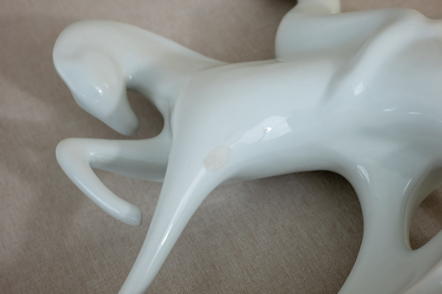 Jaroslav Jezek "Lady Godiva” Riding the White Horse, Porcelain Figurine “Morning” Royal Dux, Czech, Mid Century Modern Horse Damage