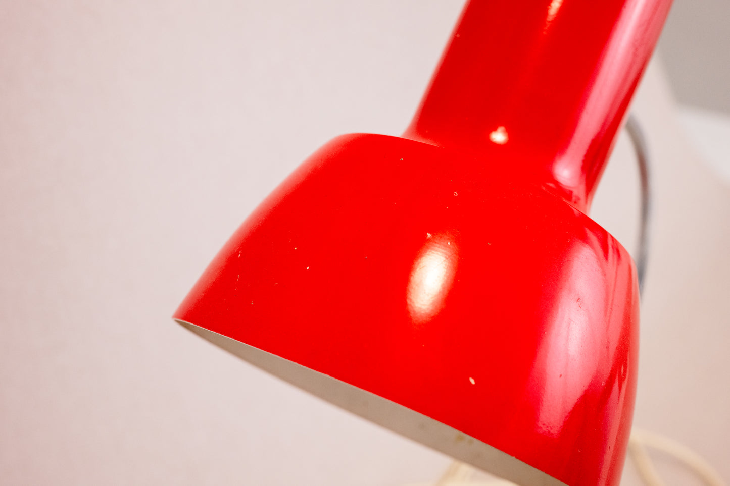 Mid-century red desk lamp by Josef Hurka for Napako 1960s Shade details