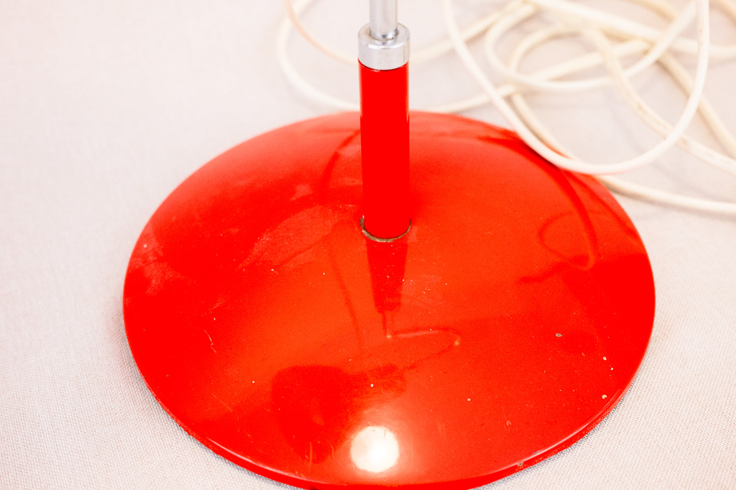 Mid-century red desk lamp by Josef Hurka for Napako 1960s Stand scratches