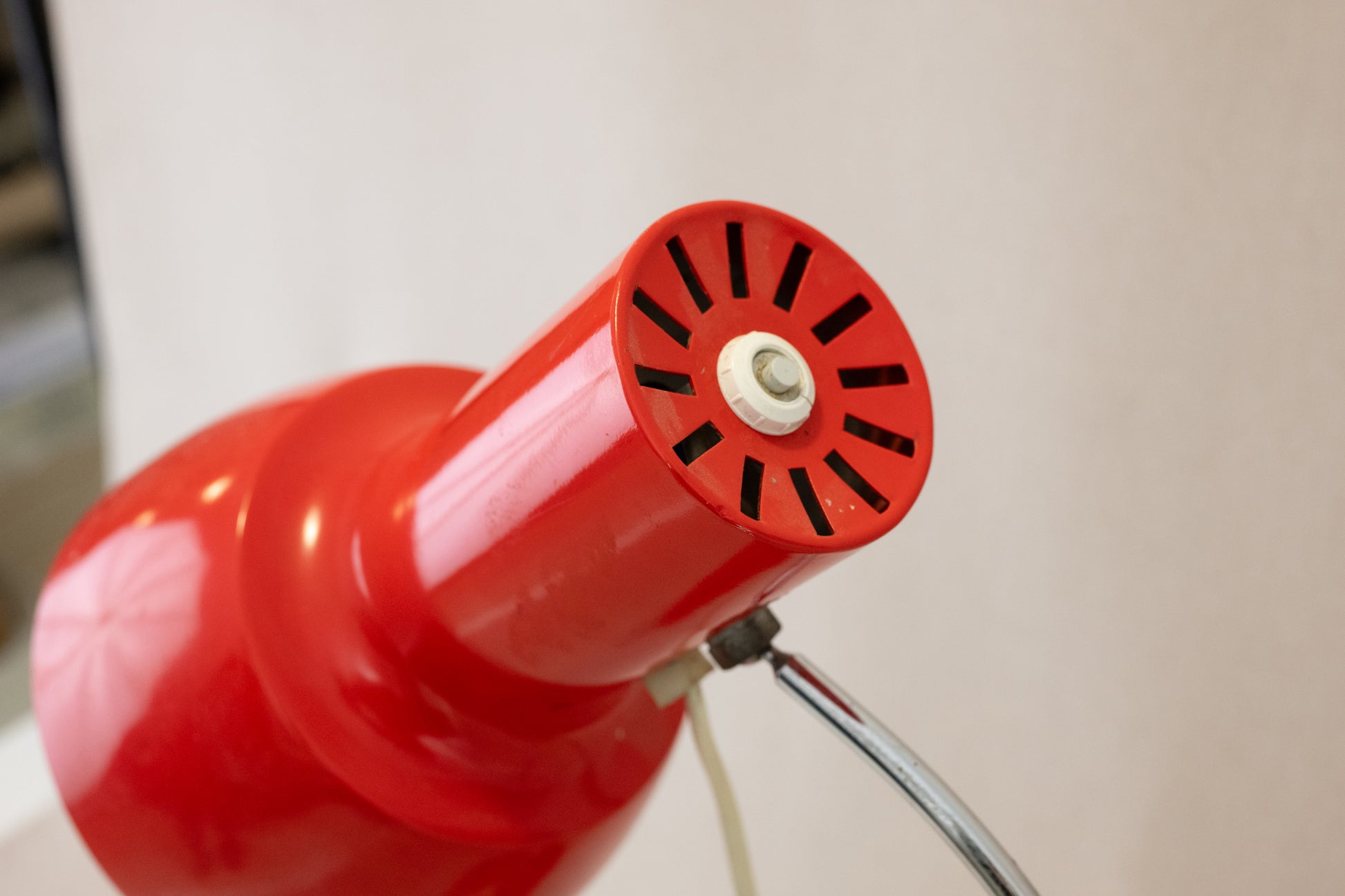 Mid-century red desk lamp by Josef Hurka for Napako 1960s Switch with broken plastics ring