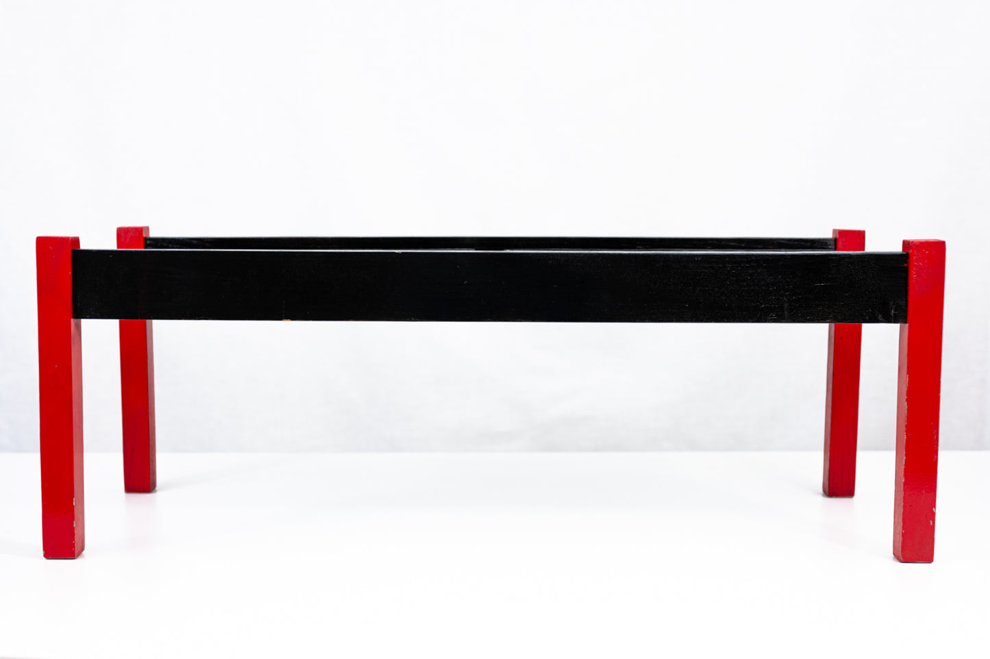 Red Black Plant Stand, Wooden Flower Bench