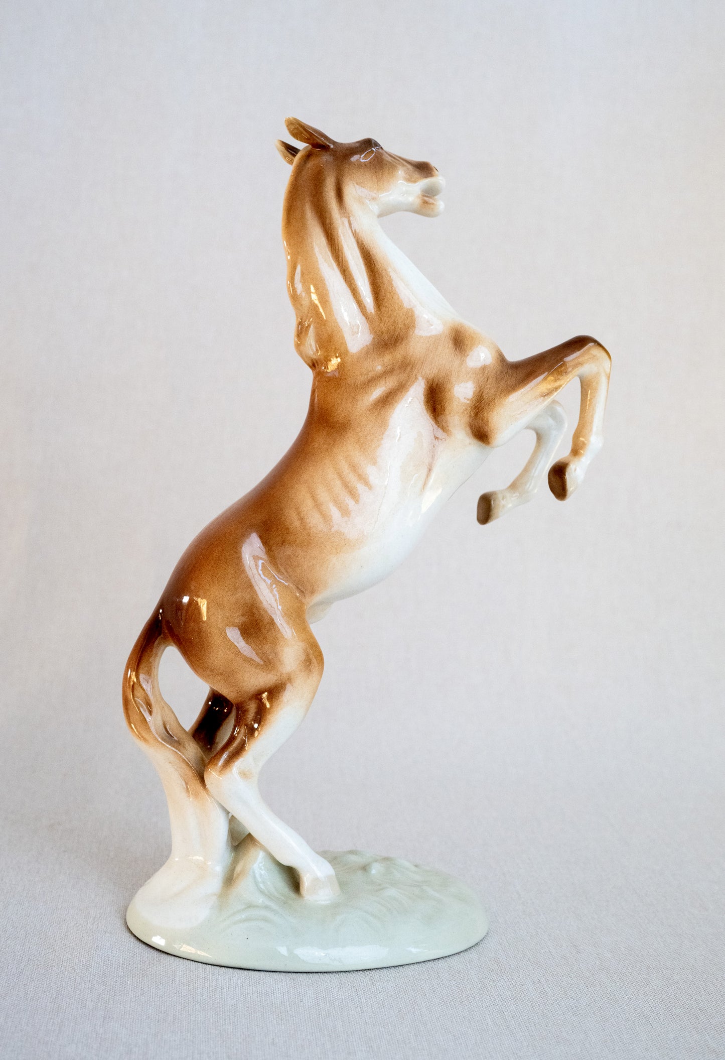 Royal Dux Rearing Stallion Horse Porcelain Figurine Side