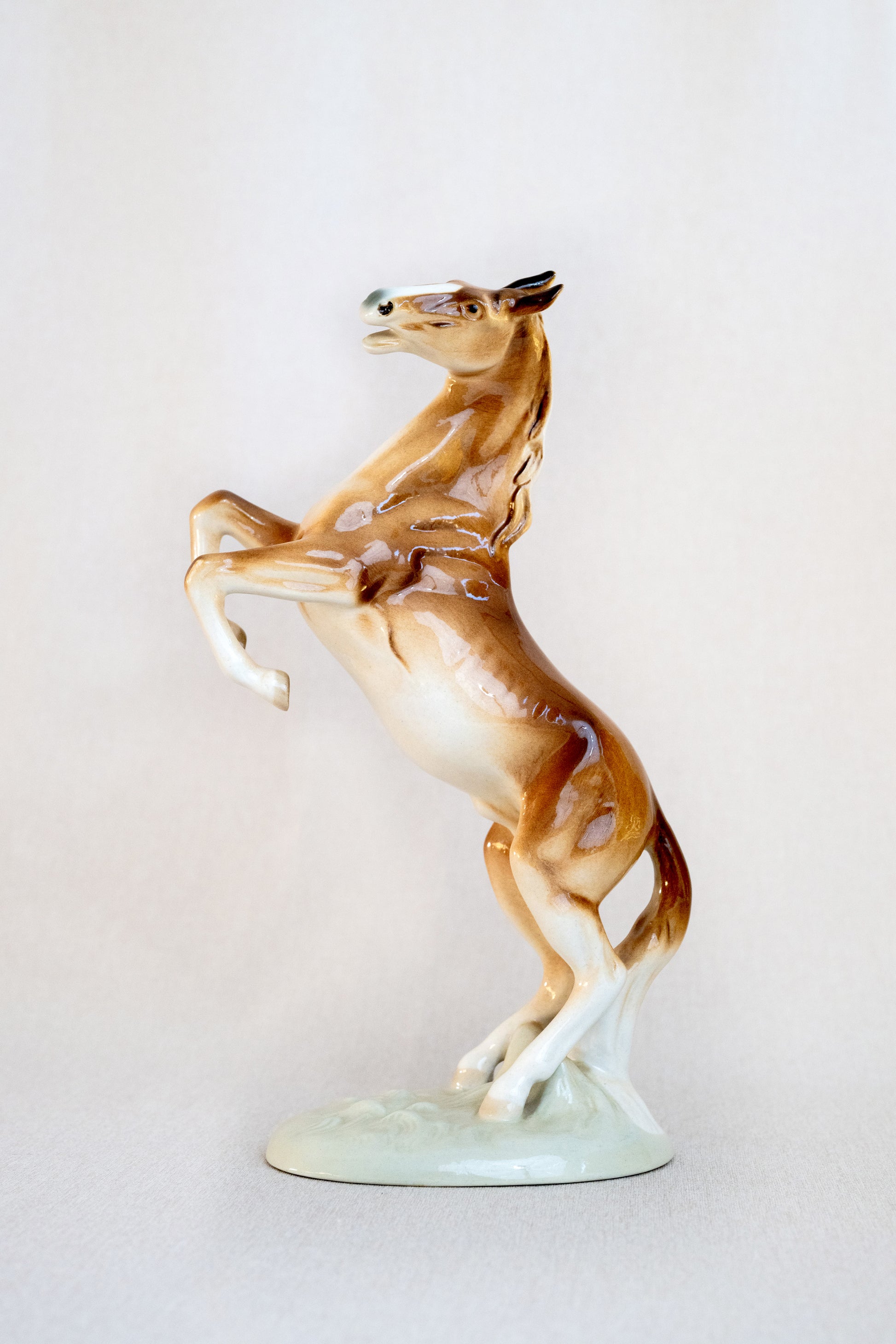 Royal Dux Rearing Stallion Horse Porcelain Figurine Total
