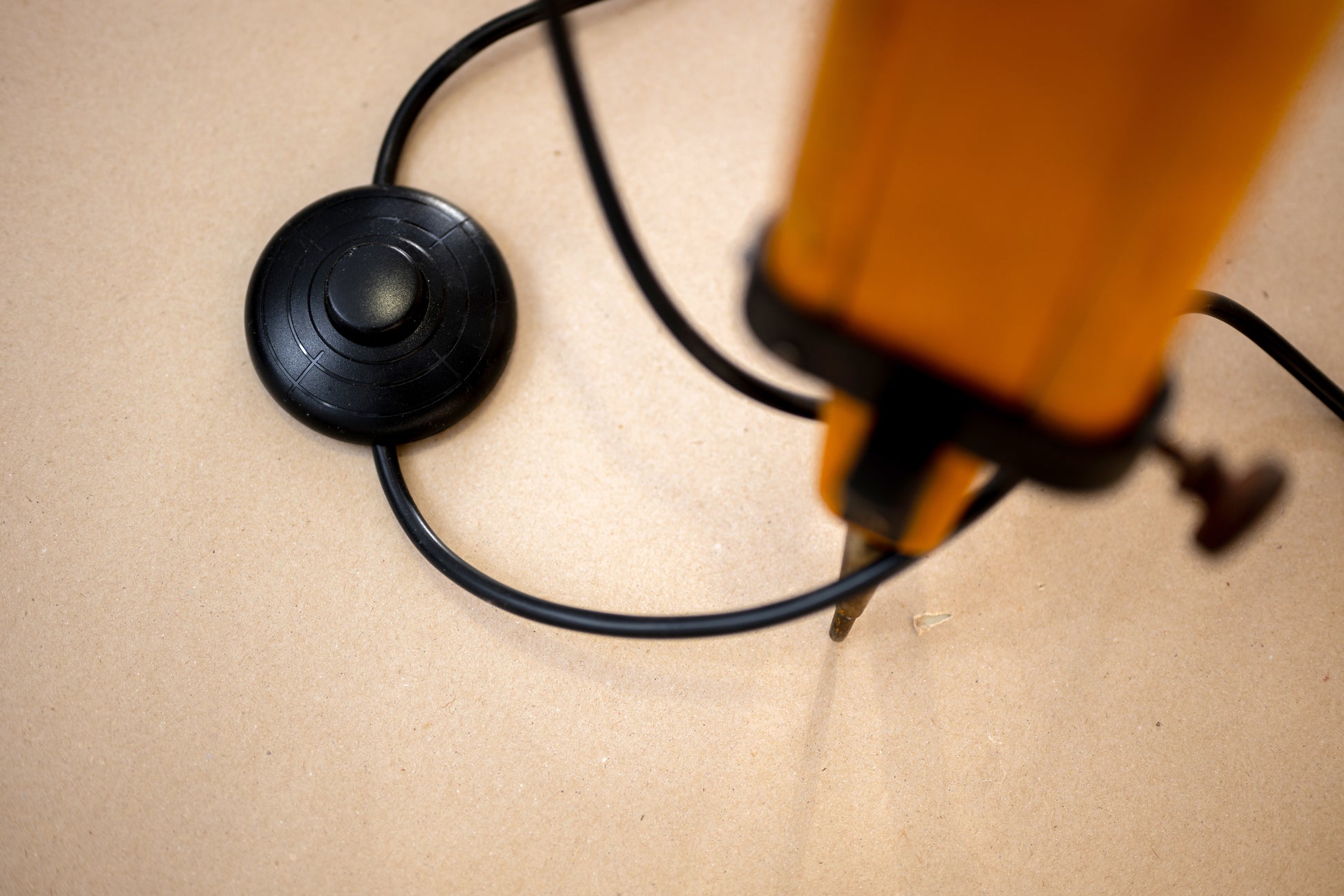 Floor switch of Vintage wooden tripod stand with lamp Weinert Berlin