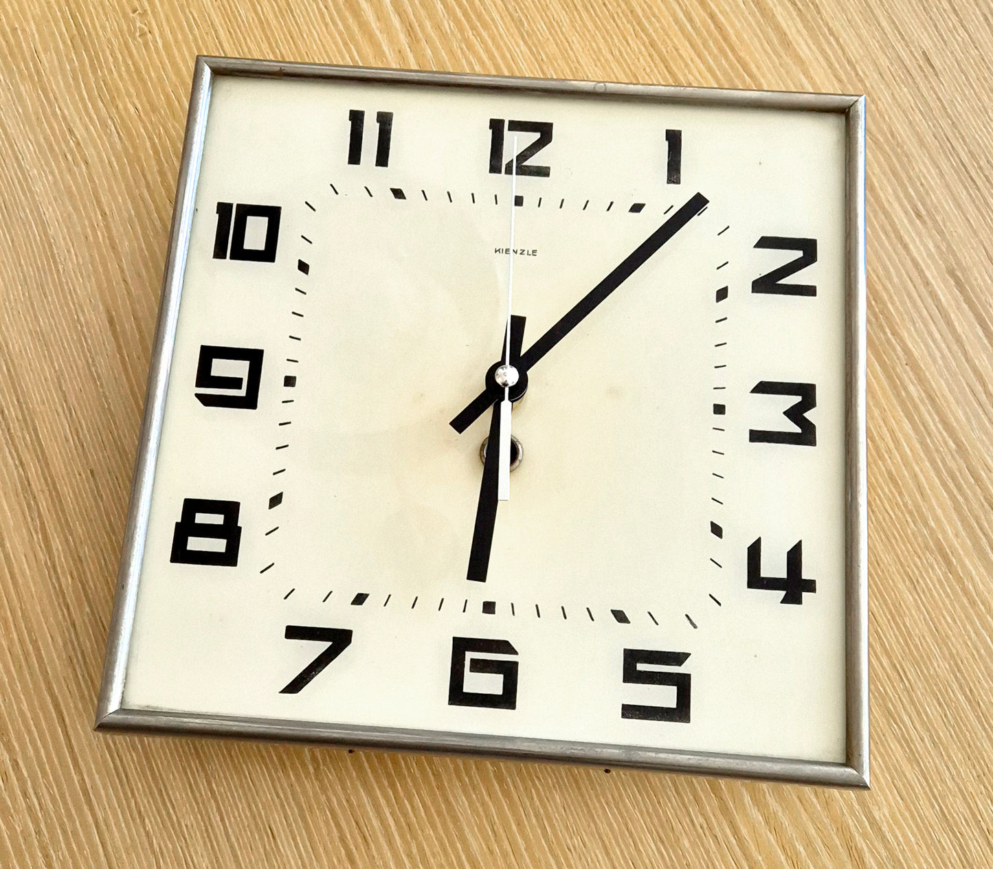 Wall Clock Kienzle Art Deco Bauhaus German On oak desk