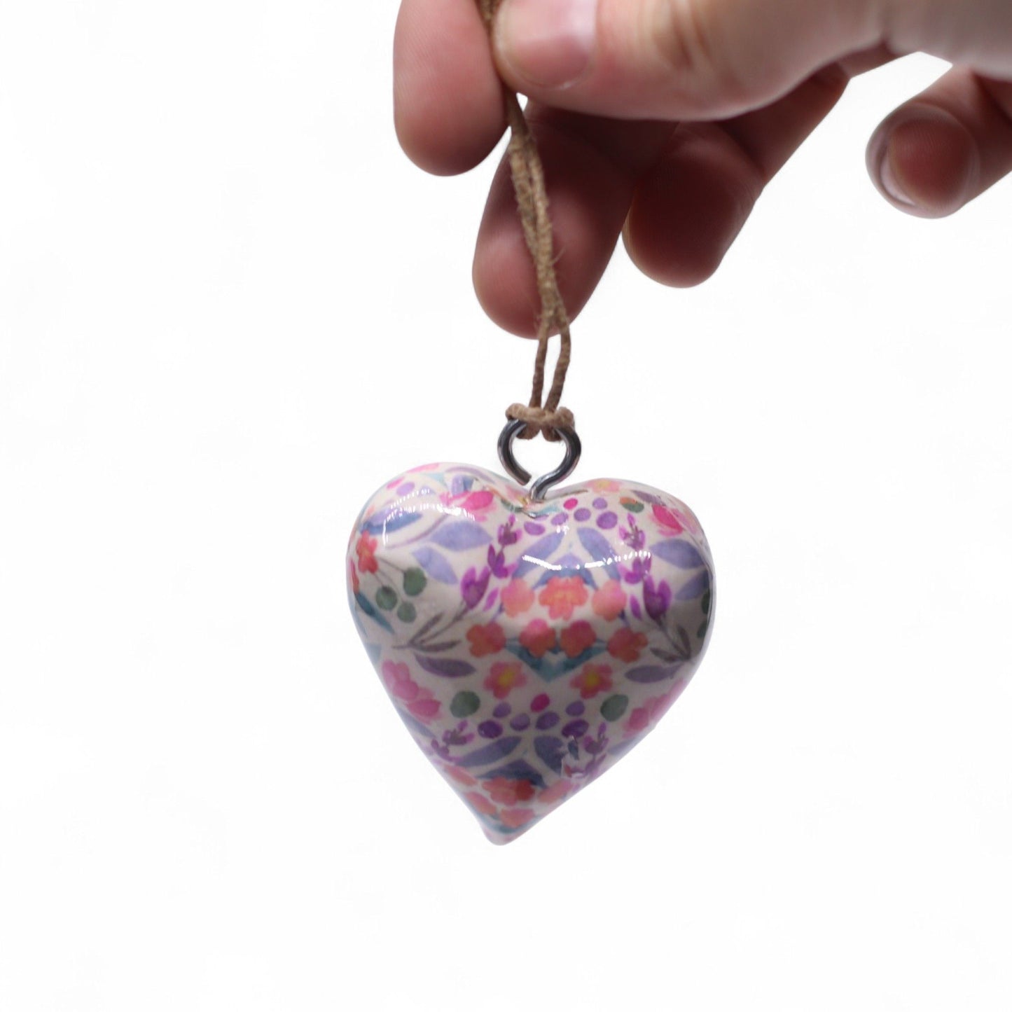 Large Decor Wood Hearts - Pretty Floral - in Display Jar