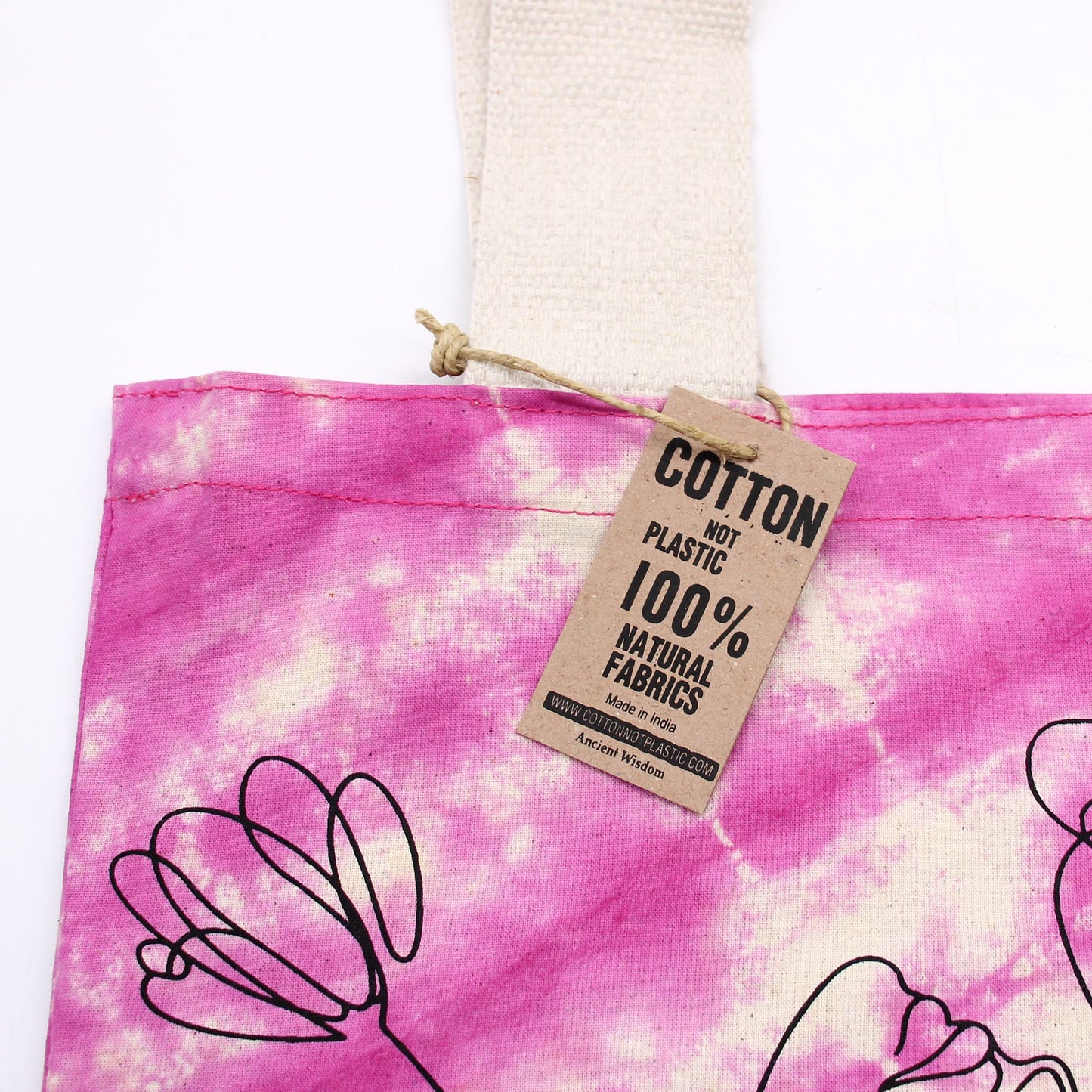 Tye-Dye Cotton Bag (6oz) - 38x42x12cm - Namaste Hands - Yellow - Natural Handle