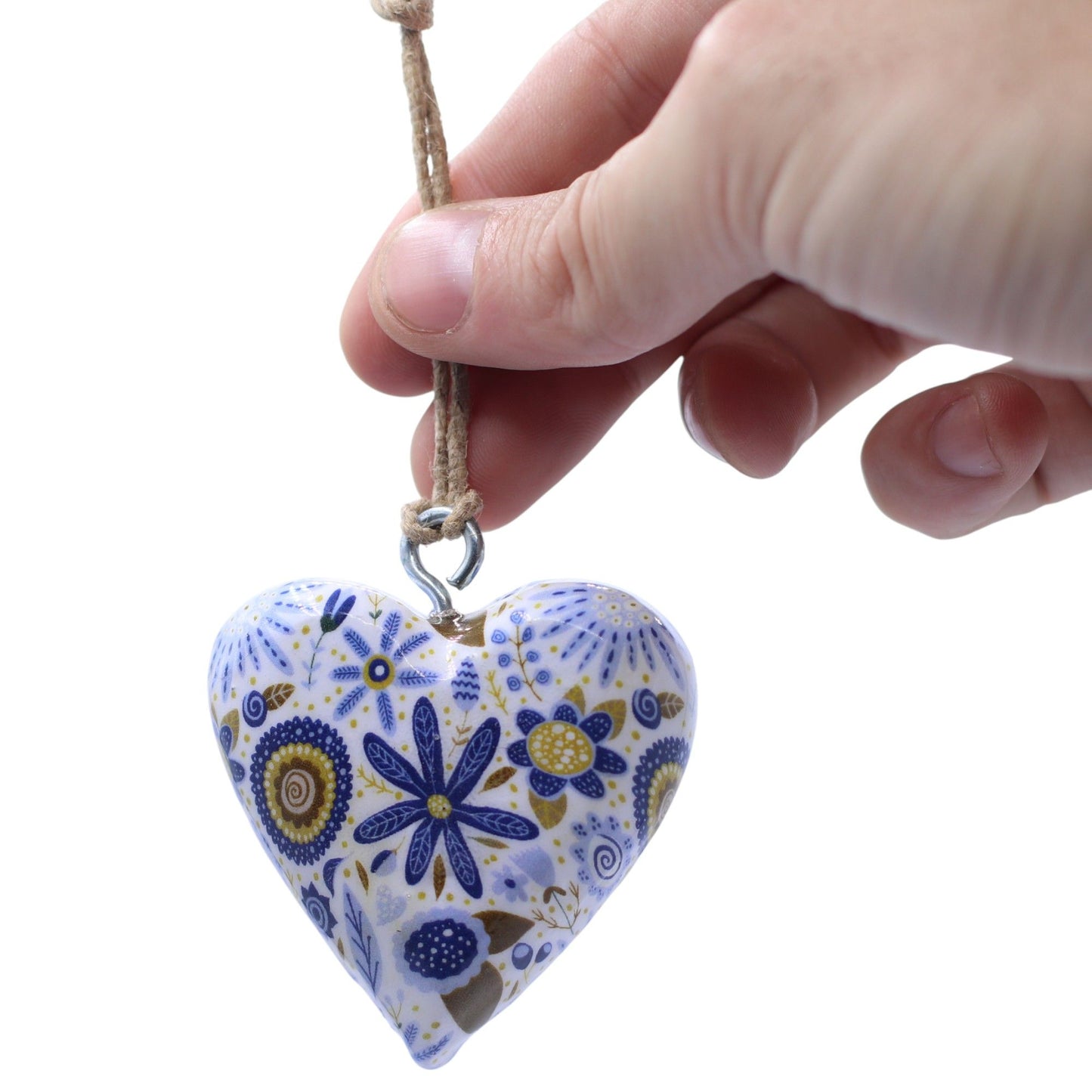 Large Decor Wood Hearts - Blue Floral