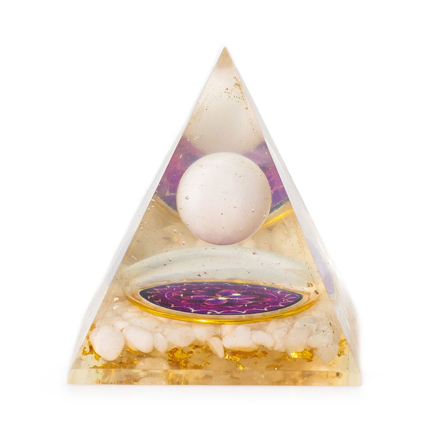 Med Organite Pryamids 7x6cm - Floating Quatz Sphere - Quatz Chunks