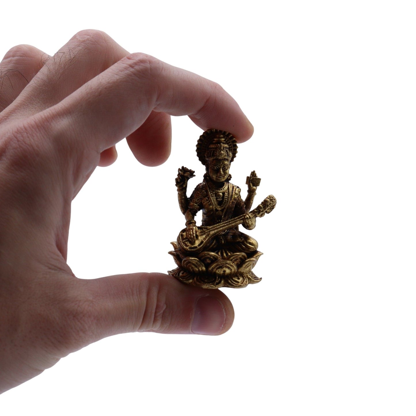 Brass Miniature Gods - Sarswati (52gms) - 49mm