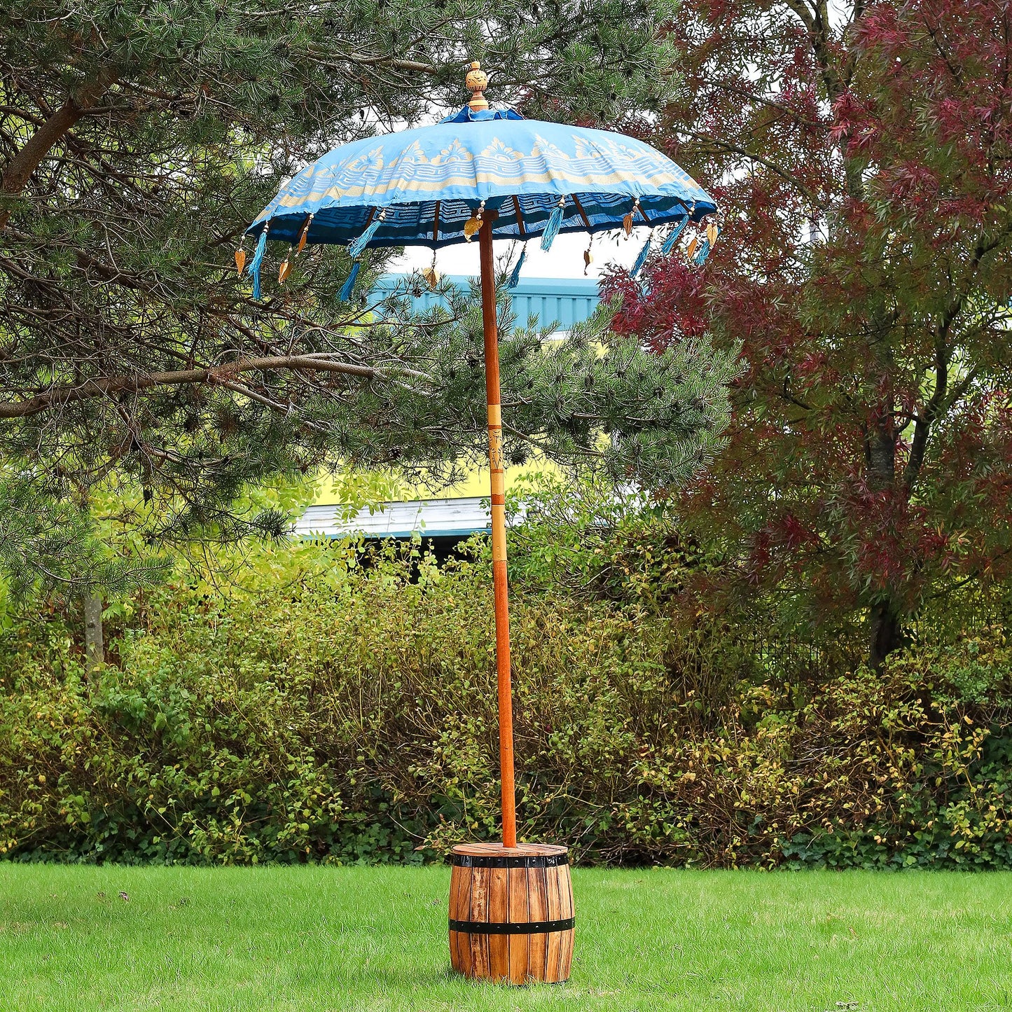 Bali Patio Parasol - Cotton - Turquoise Decor - 1.5m