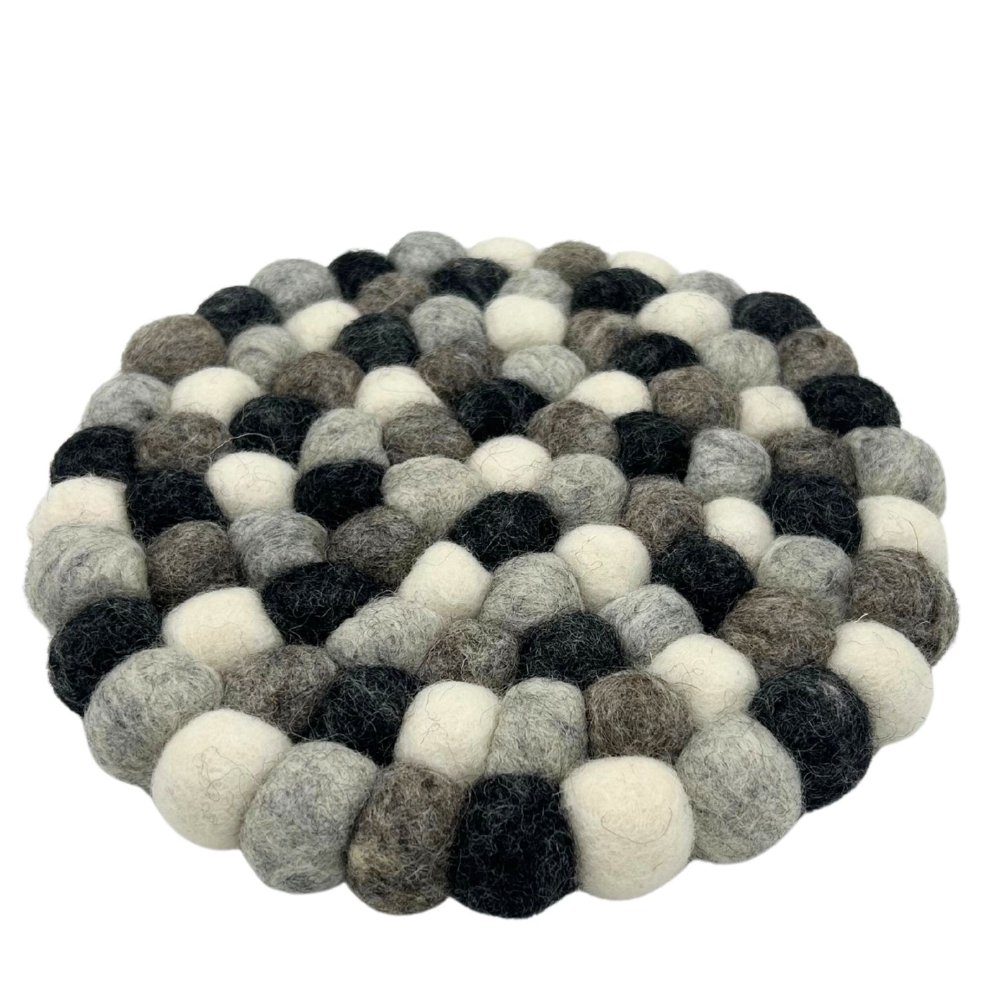 Felt Ball Round Placemat- 20cm Multi Grey Colour