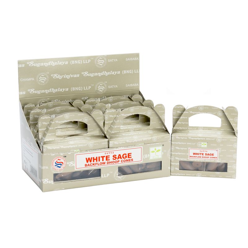 Box of - Satya White Sage Backflow Dhoop Cone