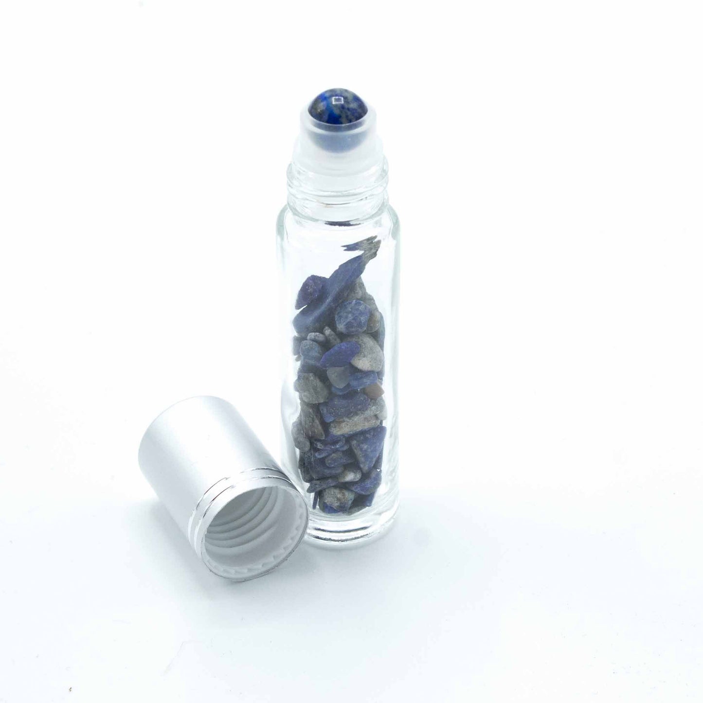Gemstone Essential Oil Roller Bottle - Sodalite - Silver Cap + Gemstone Roller Tip for 5ml Bottle - Sodalite
