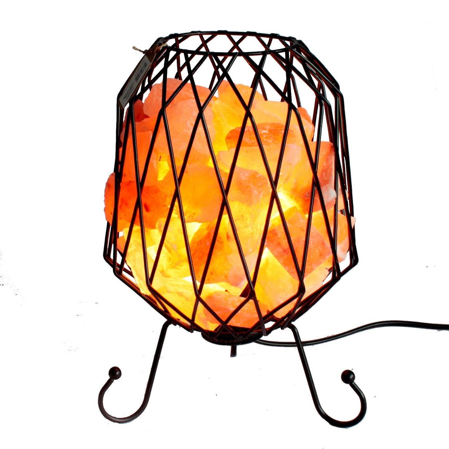 Mesh Salt Rock Brazier Lamp, Cable, Bulb, Pink Salt
