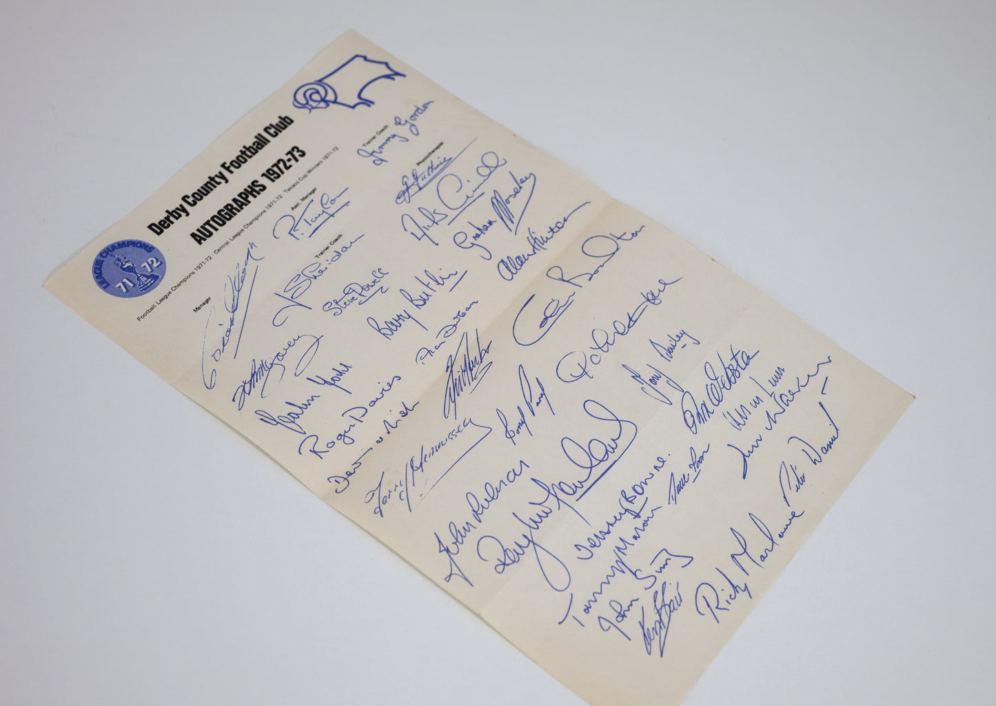 Derby County Football Club Autographs 1972-73 print