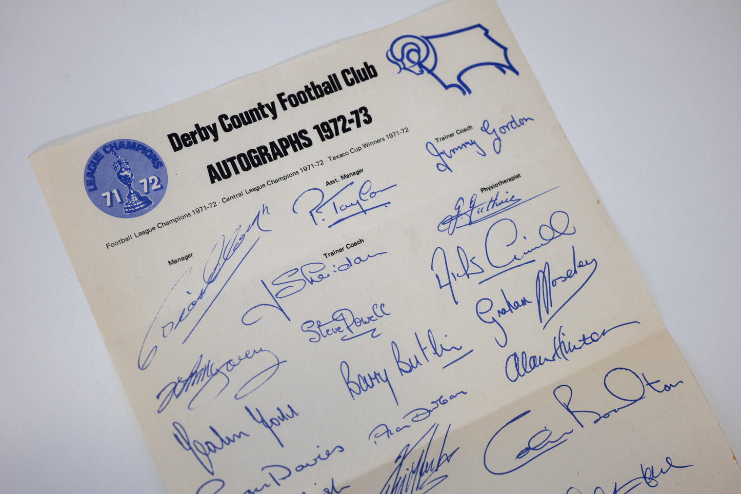 Derby County Football Club Autographs 1972-73 print