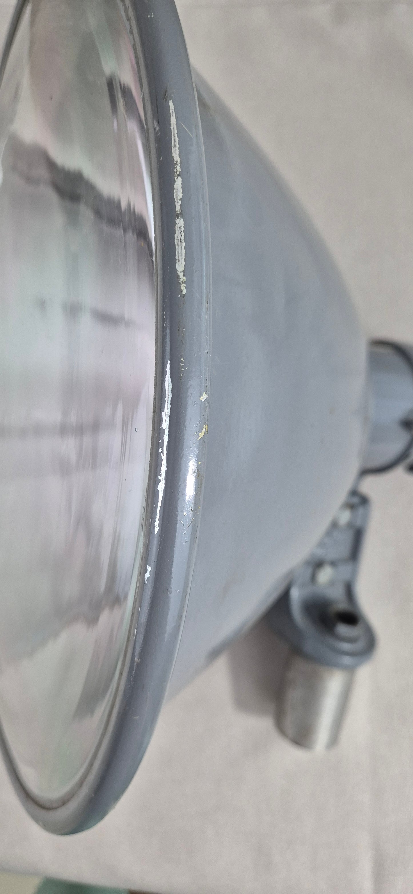 Grey Tesla lamp with scratches for runways made in 1971