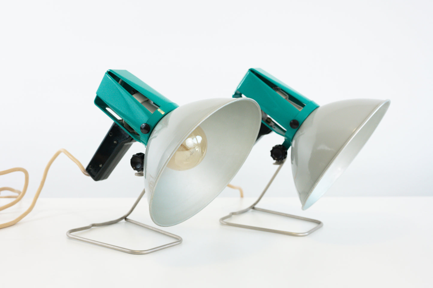 Industrial lamp set in turquoise color