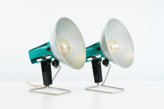 Industrial lamp set FAX in turquoise color made by manufacturer Omnia Praha.