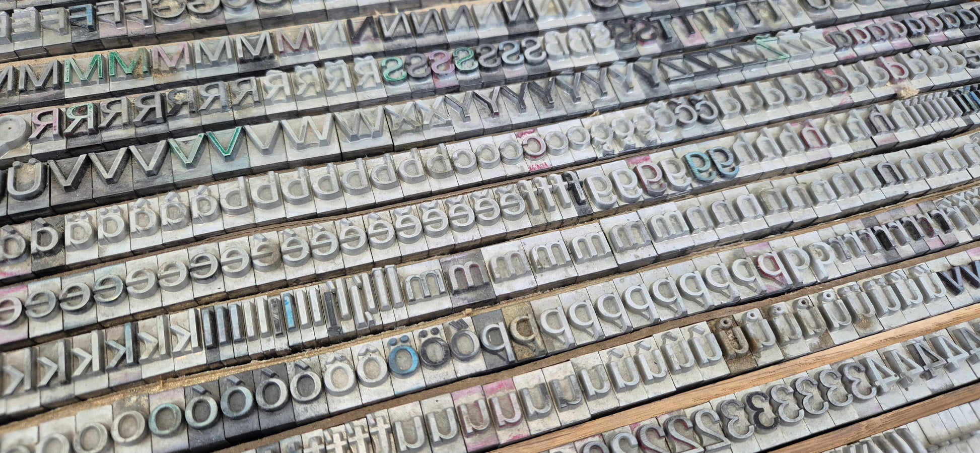 Used letter type case alphabet for letterpress printing