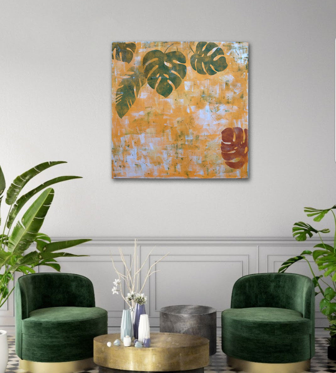 Monstera Acrylic painting original wall art 1