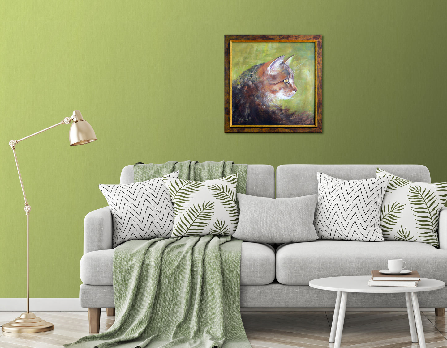 Original Oil Cat painting wall art Interior