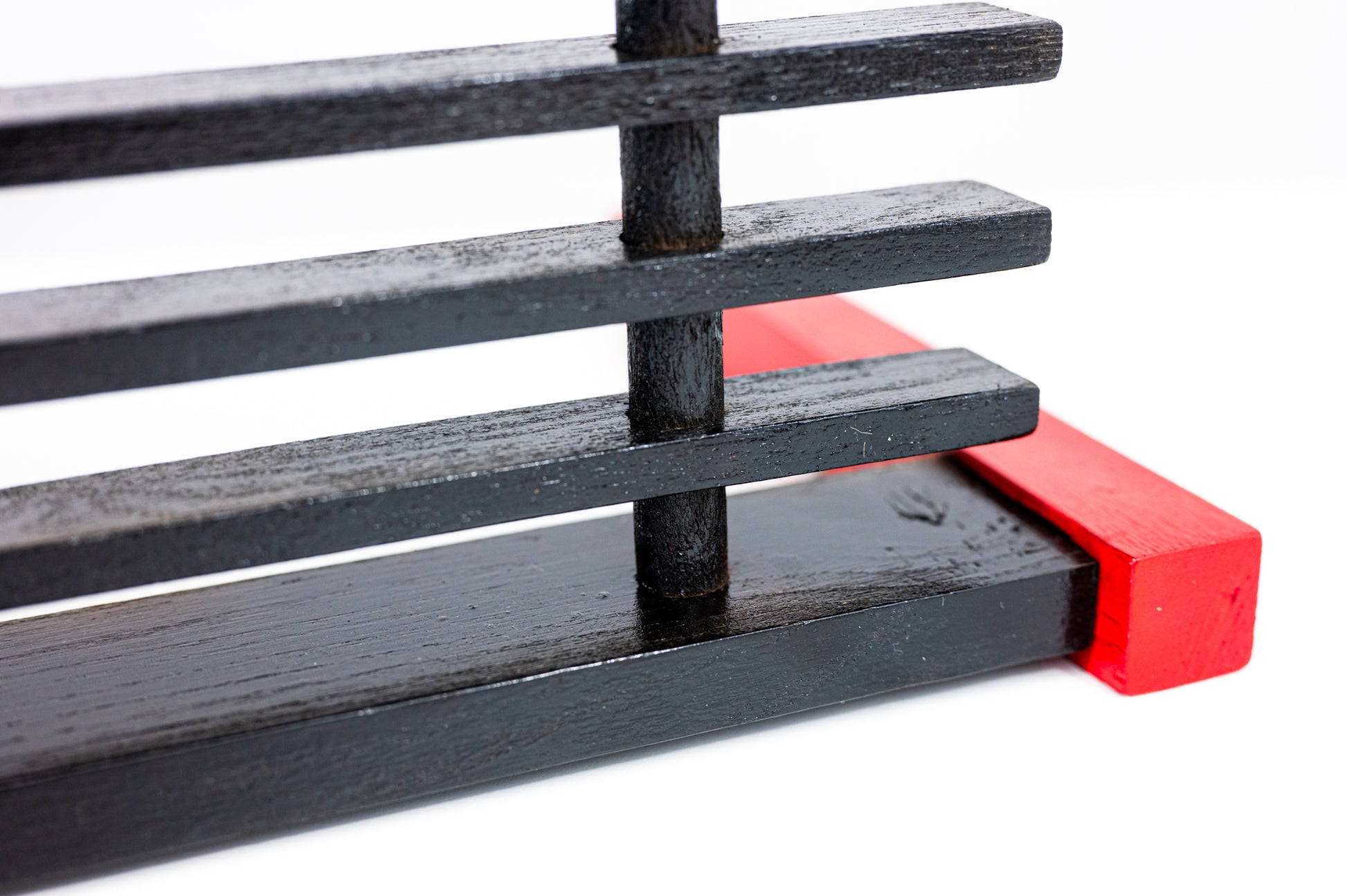 Red Black Plant Stand, Wooden Flower Bench