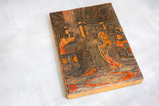 Religion Woodcut Print Block