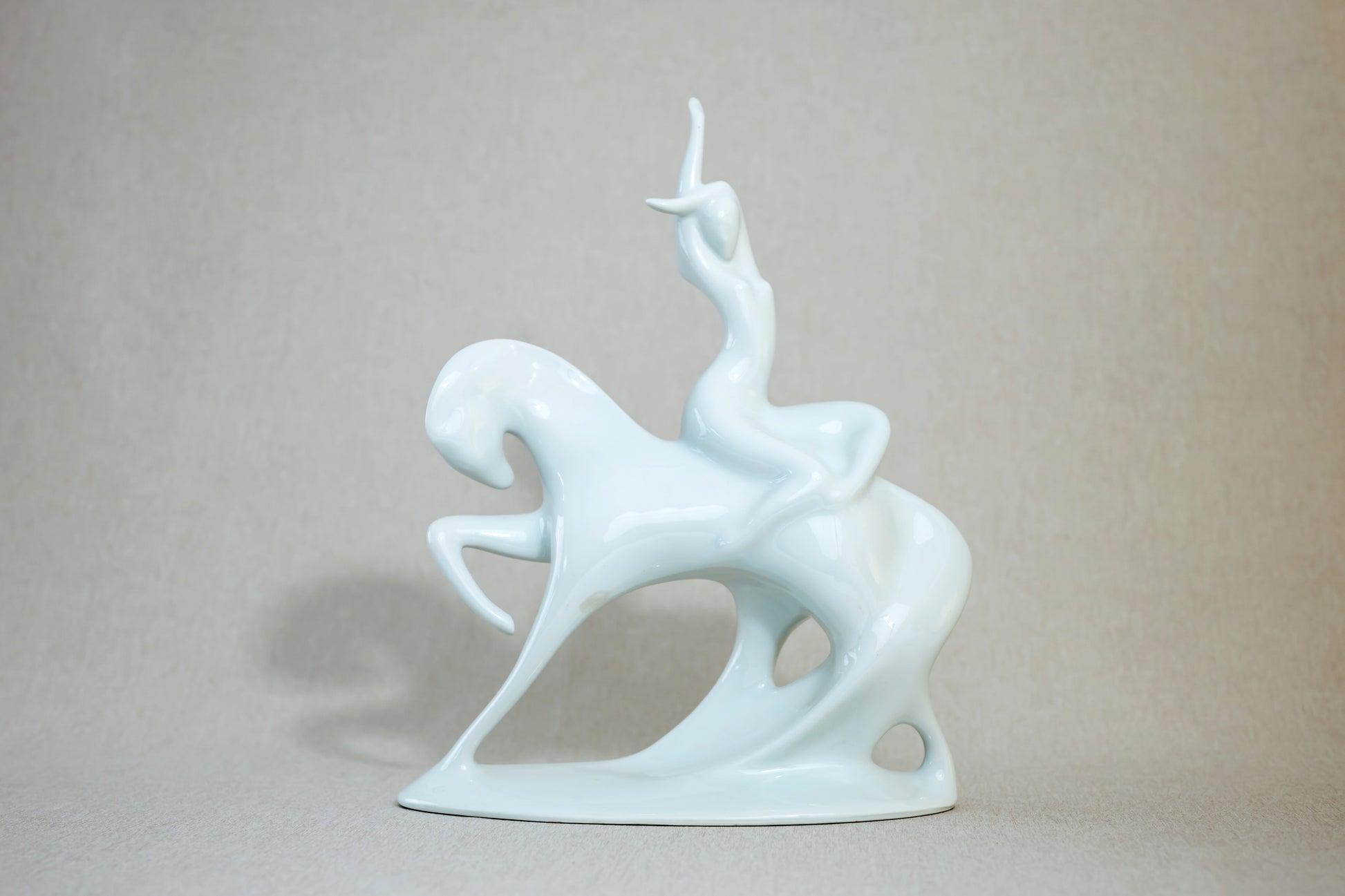 Riding the White Horse, Porcelain_Figurine_“Morning”_Royal_Dux_Czech,_Mid_Century_Modern
