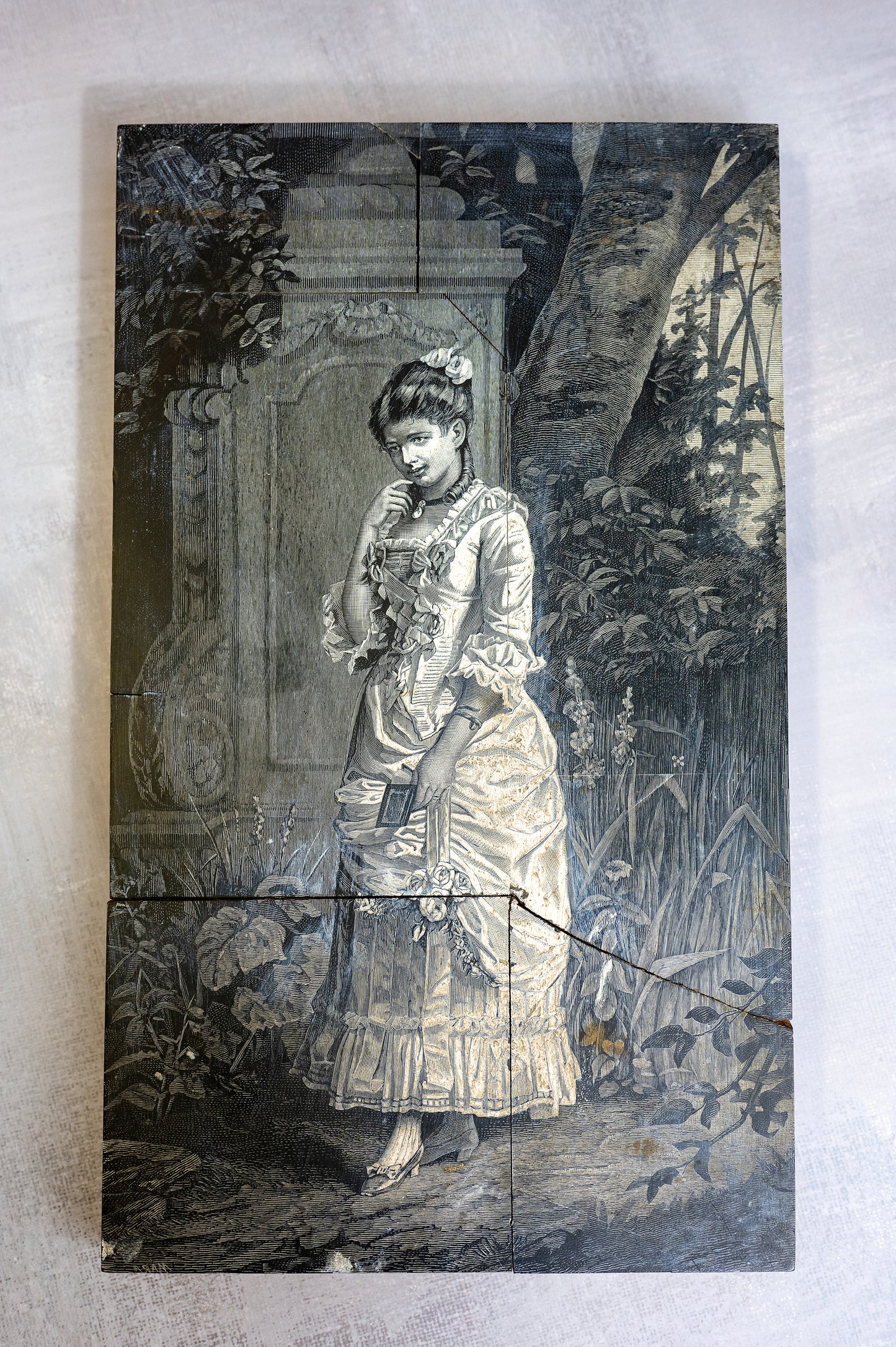 Victorian wood engraving print block Mara