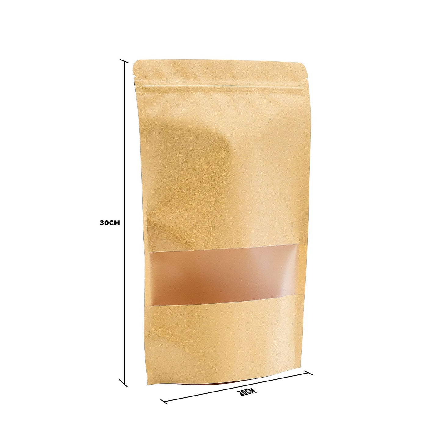 10x Kraft Window Bag 20 x 30 cm
