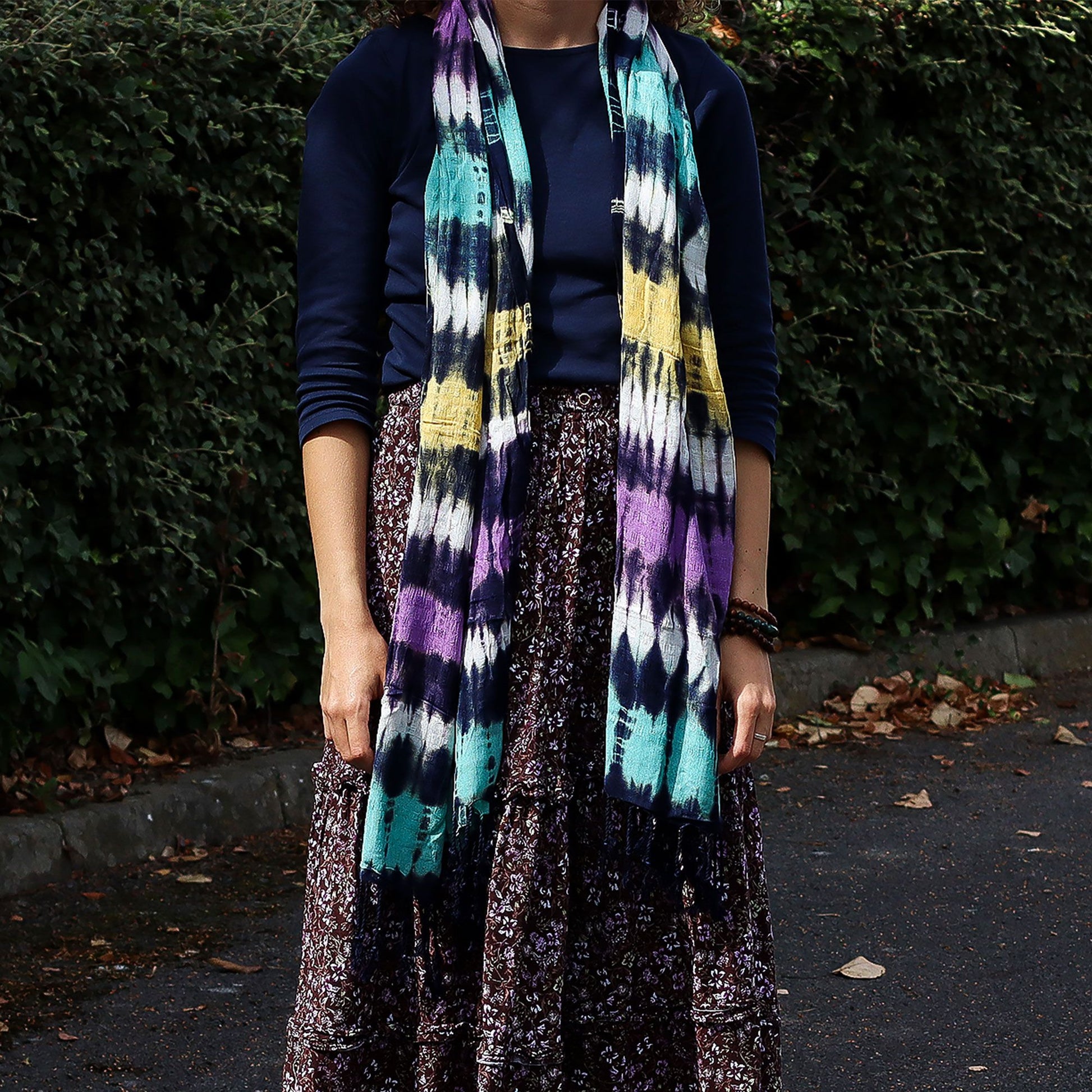 Boho Java Art Stole/Scarf - Multi Stripes - 62x200cm